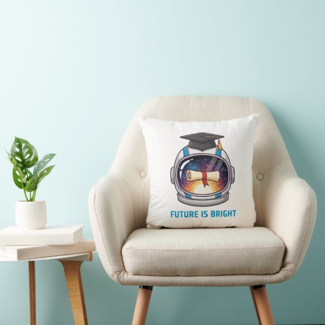  Future is Bright Astronaut Graduation Cap & Diplo Throw Pillow (Chair)