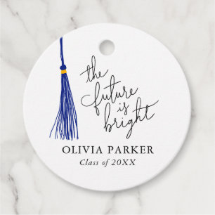 Future is Bright Blue Tassel Grad Party Favour Tags