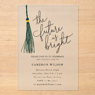 Future Is Bright Green Tassel Graduation Party Acrylic Invitations