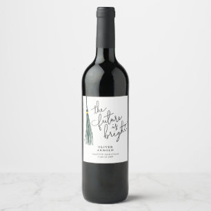 Future Is Bright Green Tassel Quote Grad Party Wine Label