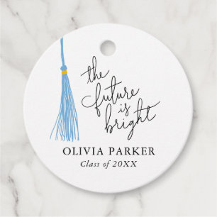 Future is Bright Light Blue Tassel Grad Party Favour Tags