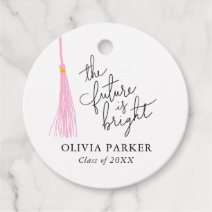 Future is Bright Light Pink Tassel Grad Party Favour Tags