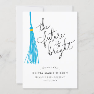 Future Is Bright Quote Sky Blue Tassel Graduation Invitation