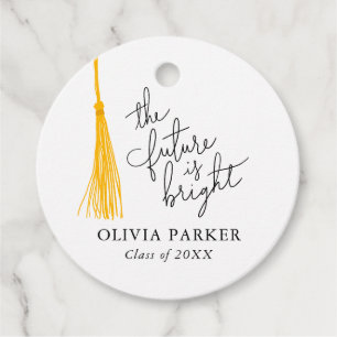 Future is Bright Yellow Tassel Grad Party Favour Tags