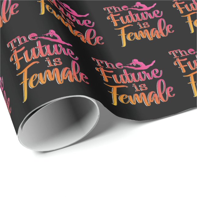 Future is Female Quote - Feminist Gymnastics  Wrapping Paper (Roll Corner)