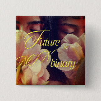 Future is Non-binary Floral Sticker 2 Inch Square Button