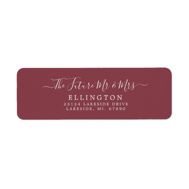 Future M. & Mme Burgundy Mariage Adresse de retour (Devant)