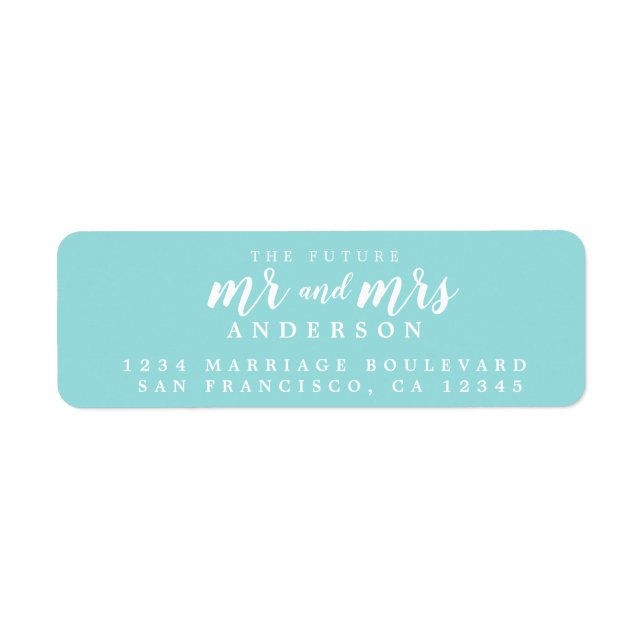 Future M. Mme Turquoise Mariage Adresse de retour (Devant)