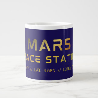 Future Mars Space Station graphic tee with sci‑fi Large Coffee Mug