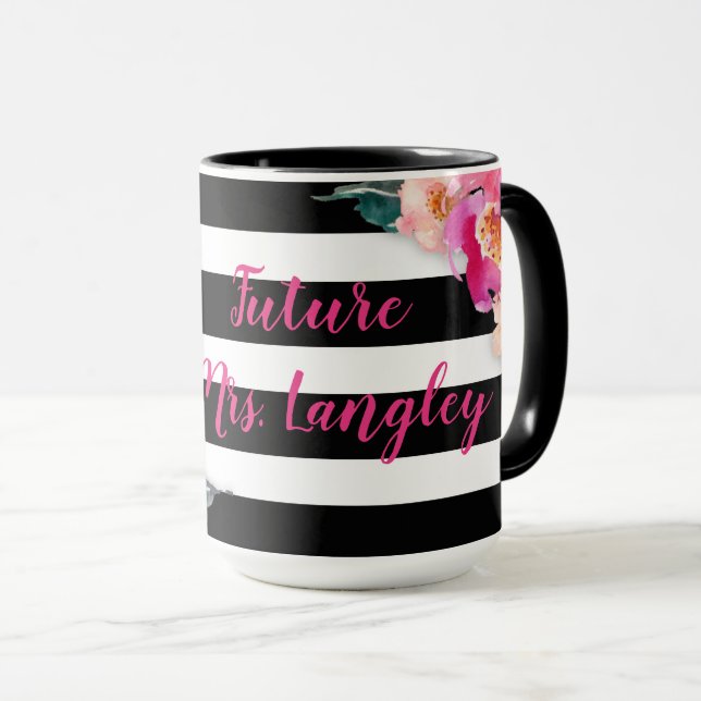 Future Mme Floral Striped Mug (Devant droit)