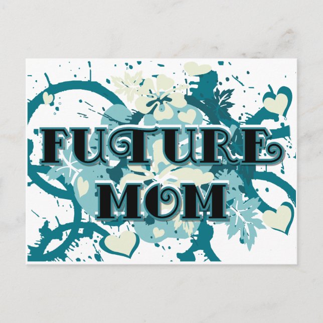 Future Mom - Hearts and Flowers Postcard (Front)