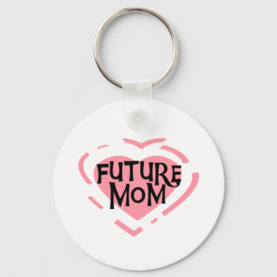 Future Mom Pink Heart Tshirts and Gifts Keychain