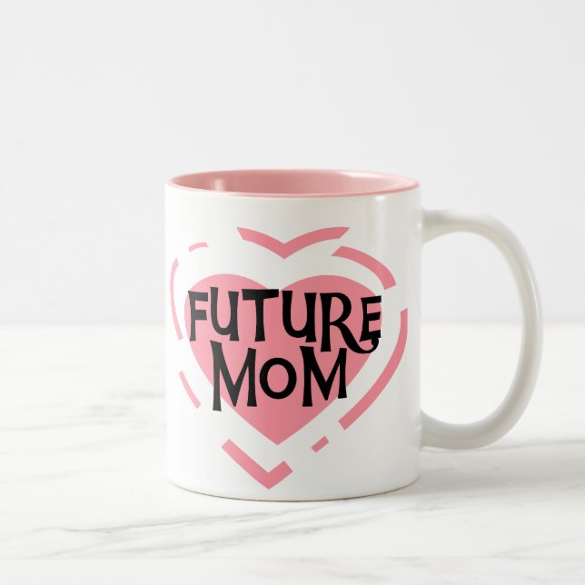 Future Mom Pink Heart Tshirts and Gifts Two-Tone Coffee Mug (Right)