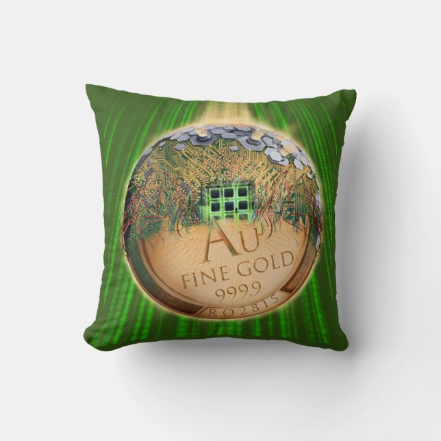 Future Money - Cryptocurrency, digital money Throw Pillow (Front)