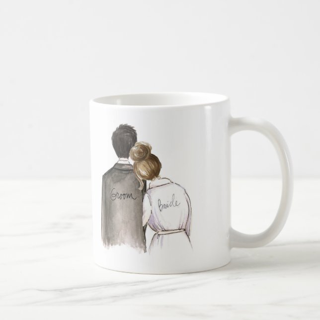 Future Mr. and Mrs. Black Hair Man and Br Bride Coffee Mug (Right)
