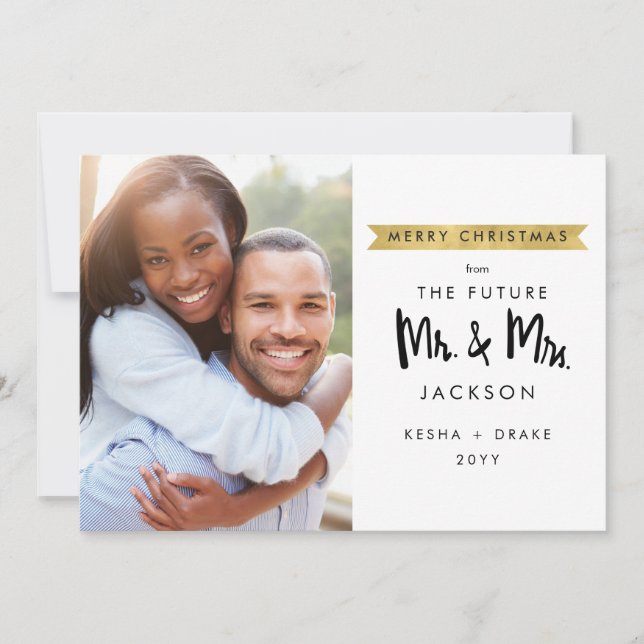 Future Mr and Mrs Christmas Greeting Wedding  Save The Date (Front)