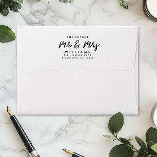 Future Mr and Mrs   Elegant Modern Simple Script Envelope