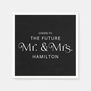 Future Mr and Mrs Engagement Party Black Napkin
