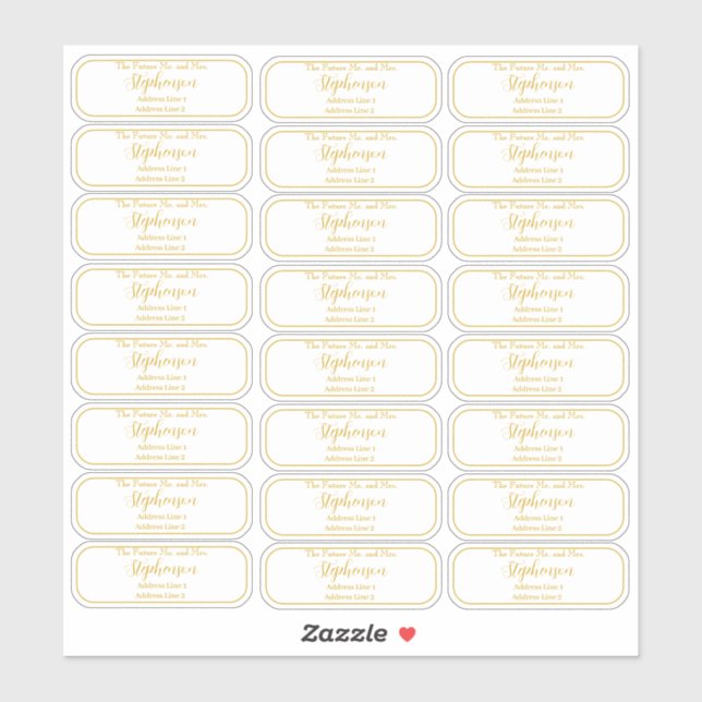Future Mr and Mrs Gold Return Address Transparent  (Sheet)