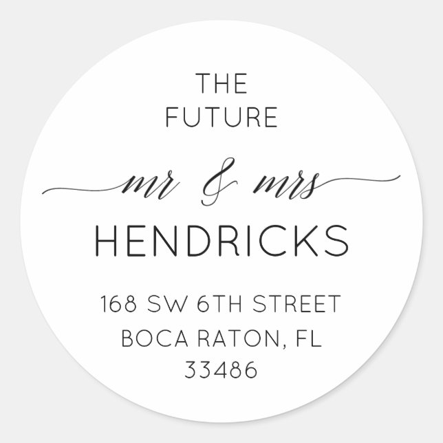 Future Mr and Mrs Return Address Sticker (Front)