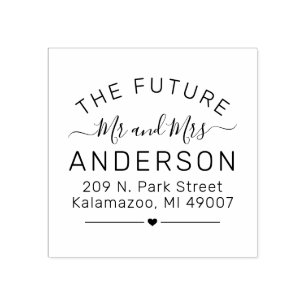 Future Mr and Mrs Script Wedding Return Address Rubber Stamp