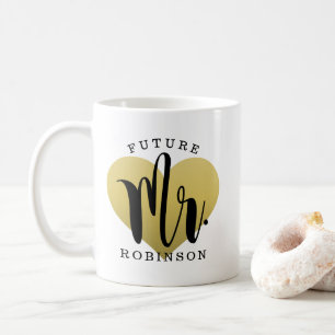 Future Mr Gold Heart Custom Wedding Monogram Coffee Mug