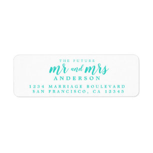 Future Mr Mme Turquoise Blue Script Retourner l'ad