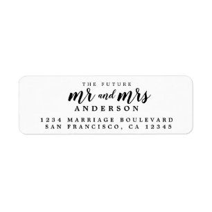 Future Mr Mrs Black Ink Script Return Address