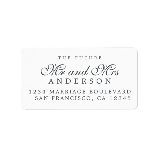 Future Mr Mrs Black White Return Addres Label (Front)
