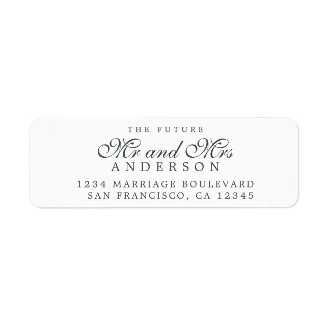 Future Mr Mrs Black White Return Addres Label (Front)