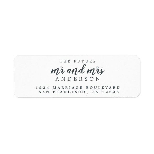 Future Mr Mrs Black White Wedding Return Address (Front)