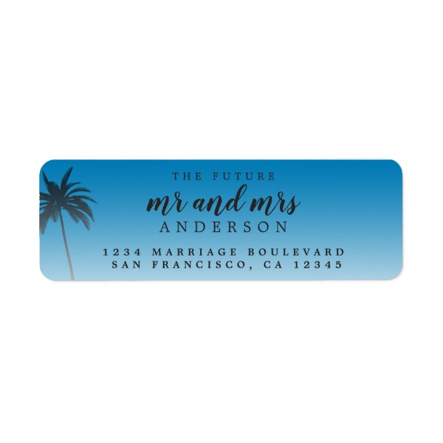 Future Mr Mrs Blue Beach Wedding Return Address (Front)