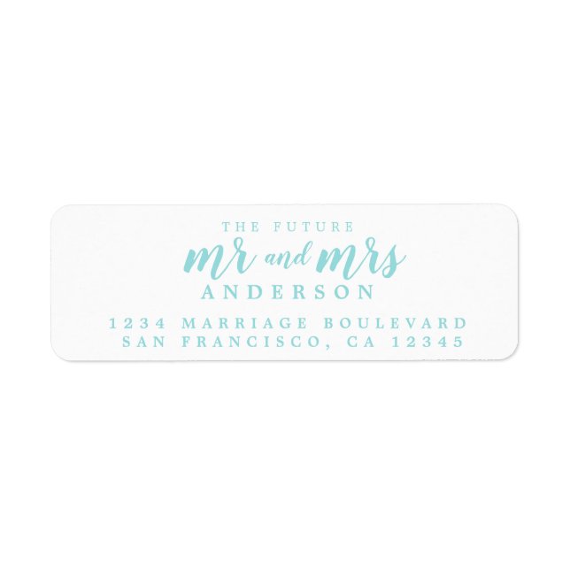 Future Mr Mrs Blue Ink Script Return Address (Front)
