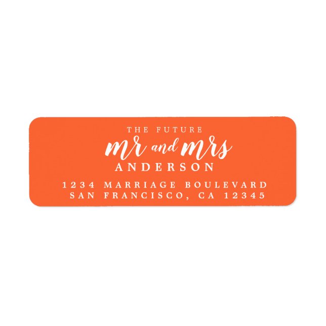 Future Mr Mrs Bright Orange Wedding Return Address (Front)