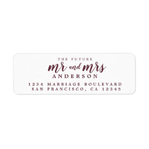 Future Mr Mrs Burgundy Script Return Address