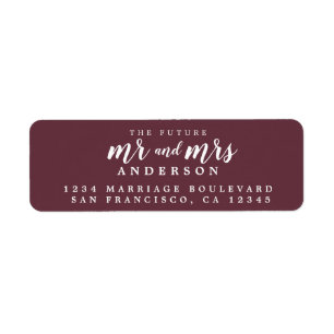 Future Mr Mrs Burgundy Wedding Return Address