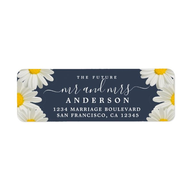 Future Mr Mrs Daisies Blue Wedding Return Address  (Front)
