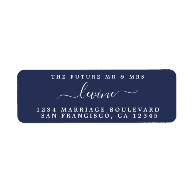 Future Mr Mrs Dark Blue Wedding Return Address (Front)