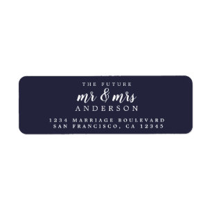 Future Mr Mrs Dark Blue Wedding Return Address