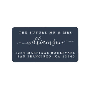 Future Mr Mrs Dark Blue Wedding Return Address Label
