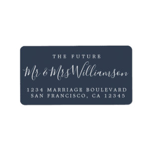 Future Mr Mrs Dark Blue Wedding Return Address Label