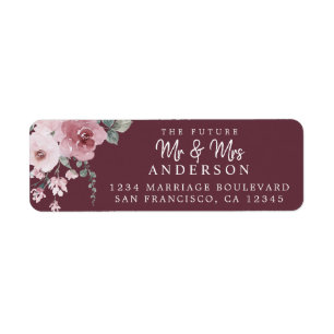 Future Mr Mrs Dusty Rose Floral Return Address