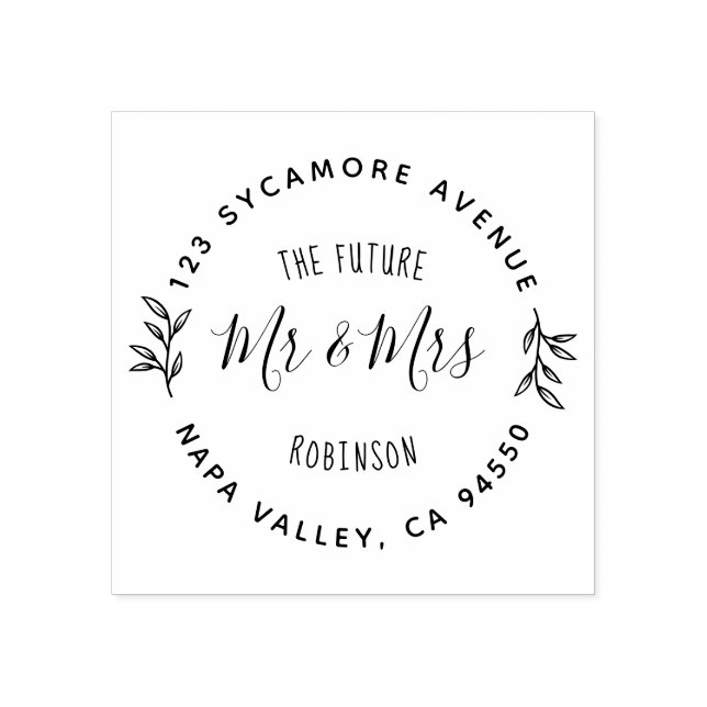 Future Mr & Mrs | Engaged Couple Return Address Rubber Stamp (Imprint)