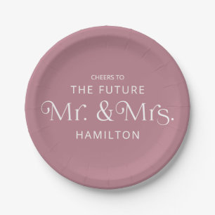 Future Mr & Mrs Engagement Party Dusty Pink Paper Plate