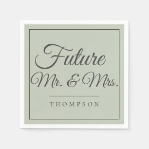Future Mr & Mrs Engagement Party Olive Green Paper Napkin