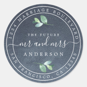 Future Mr Mrs Foliage Wedding Return Address Classic Round Sticker
