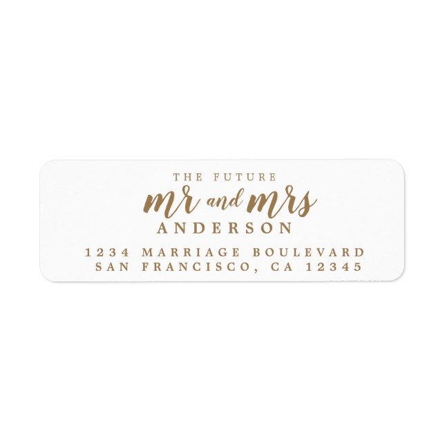 Future Mr Mrs Gold Ink Script Return Address (Front)