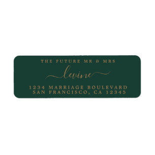 Future Mr Mrs Gold Script Wedding Dark Green