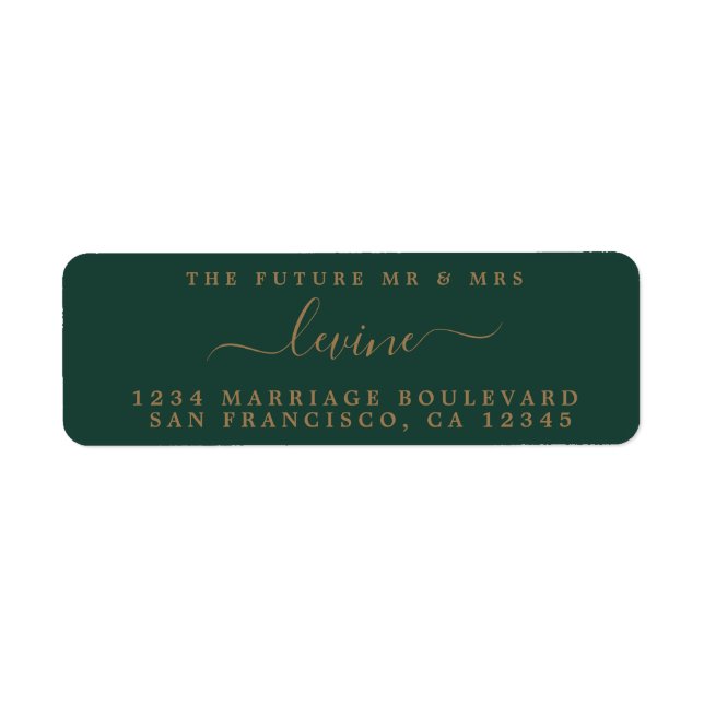 Future Mr Mrs Gold Script Wedding Dark Green (Front)