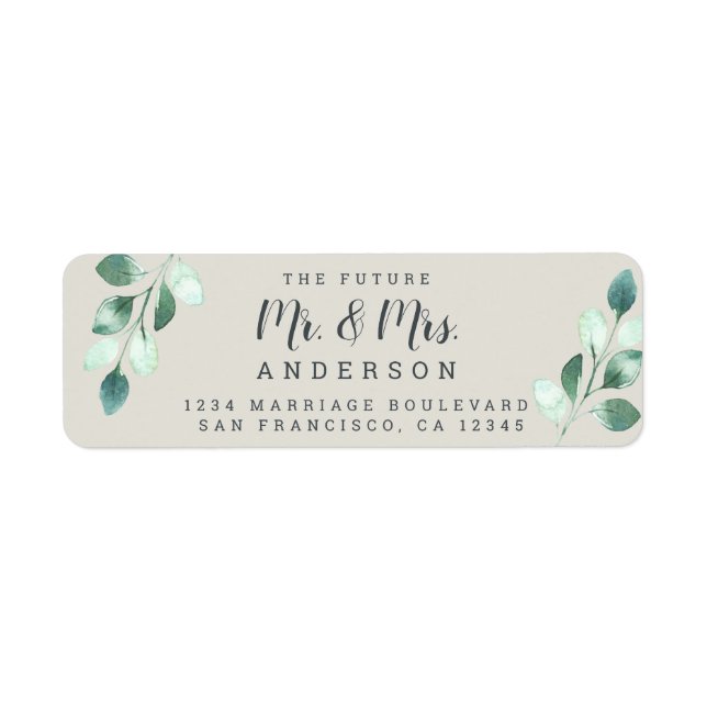 Future Mr Mrs Green Foliage Wedding Return Address (Front)